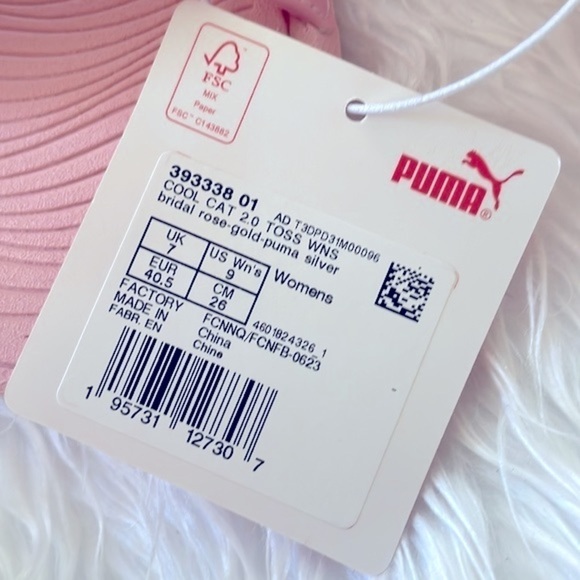 Brand New Puma Cool Cat 2.0 Toss Pink Large Strap Slides Sandals Metallic Logo - Picture 11 of 12